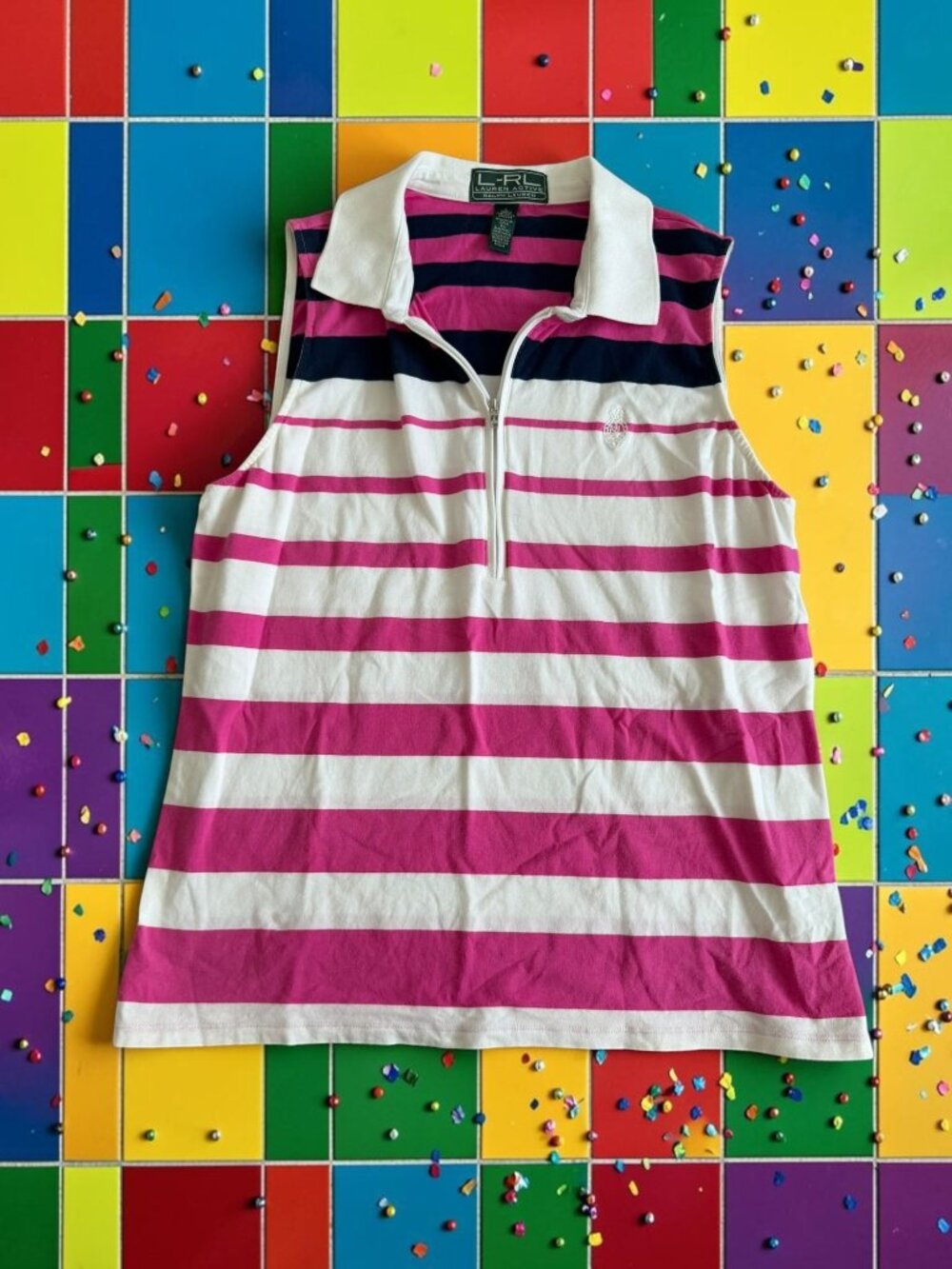 LAUREN RALPH LAUREN Striped Active Tank Top Size Large